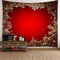 Banemi Wandteppich Schlafzimmer Groß, Schneemuster und Sterne Rotes Gold Polyester Wandbehang Jungs 200X200cm