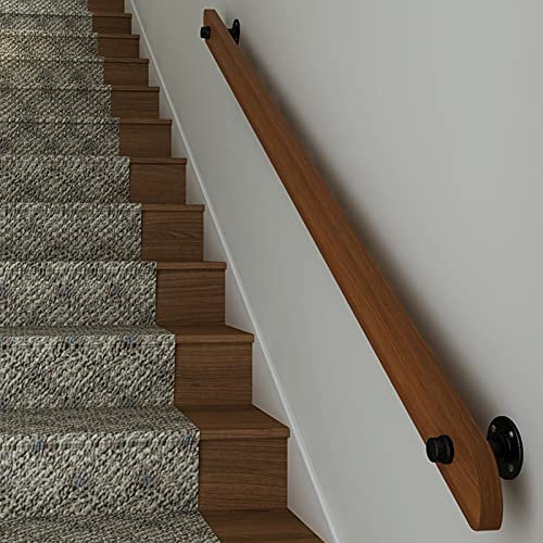 SOBS Handläufe für Treppen rutschfeste Holztreppe Handläufe Mit Schmiedeeiserne Klammern, Zuhause Gegen Die Wand Indoor Loft Ältere Geländer Handläufe Korridor Support Rod Treppe Handlauf (1ft-20ft)
