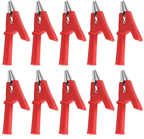 10Pcs Pinze a Coccodrillo Elettriche Test Morsetto a Coccodrillo Clip 4mm Presa Connettori a Banana per Tester di Tensione(rosso)