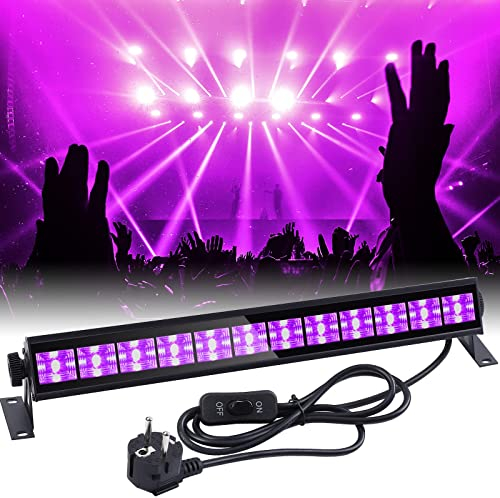 Litake Schwarzlicht UV Bar, 36W 12 LED Schwarzlichtlampe 390-400nm UVA-Klasse Wellenlängen LED UV Licht mit 1.5M Netzkabel für Halloween,Körperbemalung,Bühnen und Party Deko