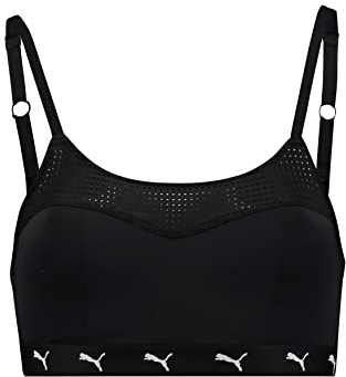 PUMA Women's Padded sproty top Sports Bra, Black, S