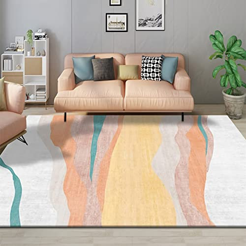 Teppich kinderzimmer mädchen,Rosa, Gelb, Cremefarben, Einfaches Design, Waschbarer, Langlebiger Teppich kinderzimmer,kinderzimmer teppiche 80x120cm