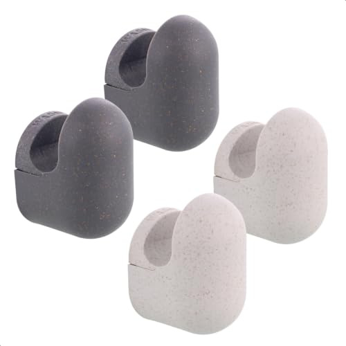 WAGNER - hooks4home - Design-Wandhaken PILL 4tlg. Set - 50 x 30 x 35 mm, hochwertiger Kunststoff, hellgrau/dunkelgrau - Made in DE - 17041024