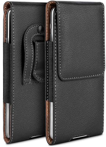 moex Plug Case für Apple iPhone 14 Pro Hülle mit Gürtelclip, Handy Gürteltasche PU Leder, Handyhülle zum Einstecken, Lederhülle Gürtel Schutzhülle Einsteckhülle Etui, Schwarz