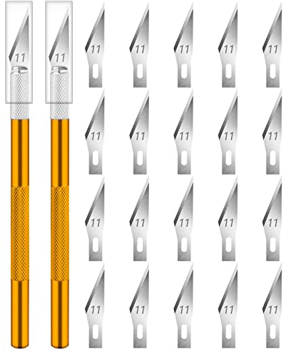 Artcut Scalpel de Précision avec 20 Lames pour Sculpture, Kirigami, Modélisme, Découpe DIY et Loisir - Mini Cutter de Précision (Or)