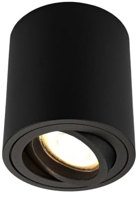 Ledvion LED Aufbauspot Schwarz Rund 3W Warmweiss dimmbar | mit Leuchtmittel geliefert; fuer Decke Flur Kueche und Wohnraum