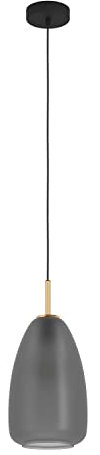 EGLO Pendelleuchte aus Glas, Albrase, grau, satiniert, E27, 1 x 40 W, H: 110 cm, Ø 20 cm, dimmbar