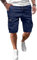 JMIERR Cargo Shorts Herren Baumwolle Kurze Hosen Herren Elastische Taille mit Taschen Blau L