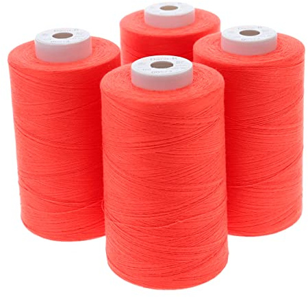 SEWFIL Dacor 120 0573 Nähgarn, Polyester, 4 Spulen, 4 Kegel x 5.000 m, Korallenorange
