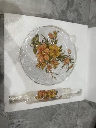 Generic Marble Chakla Belan Set - Handcrafted Rolling Board & Pin for Roti Making - 10in Round, White, Floral Pattern