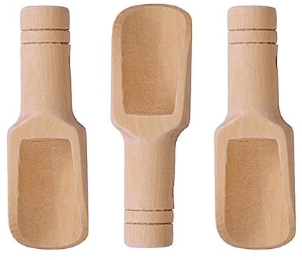 3 pcs Mini Wooden Salt Spoons, Bath Salt Scoops, 0.9 x 3.1 inches, Wooden Candy Spoon, Mini Wooden Scoop Natural Scoop for Kitchen, Bath Salts, Powder, Tea & More, Eco-Friendly, Easy to Clean