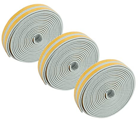 Pelado de Espuma, Resistencia Al Desgaste Autoadhesivo de Alta Densidad EPDM Absorción de Sonido Tira de Sellado de Puerta Cinta Aislante 6 Piezas Rollo para Puerta de Ventana (Gris)