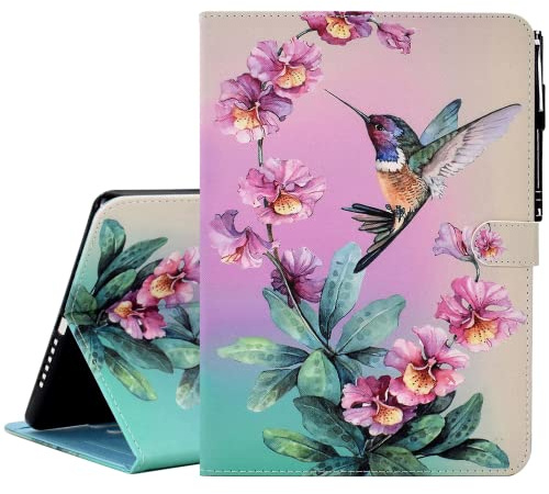 KEROM Hülle für iPad 9./8./7. Generation (10,2 Zoll, Modell 2021/2020/2019), für iPad Air 3 Hülle, für iPad Pro 10.5 Hülle, PU Leder Stand Case Schutzhülle mit Auto Wachen/Schlafen, Kolibri