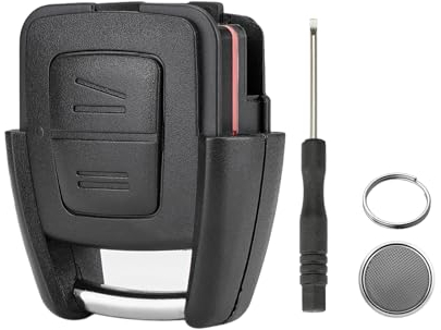 Auto 2-Knopf Schlüsseletui für Vauxhall Astra G Vectra B Zafira A opel Astra g Opel Astra G MerivaSchlüsseletui mit Schraubendreher und Schlüsselring CR2032 Batterie
