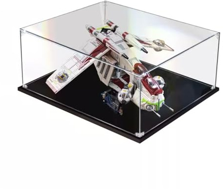 Acryl-Vitrine für Ziegelmodell-Sets Star Wars Republic Gunship 75309, staubdichte Displaybox, kompatibel mit Ziegelmodell-Sets, Modell-Schaukasten-Geschenk (2 mm T)