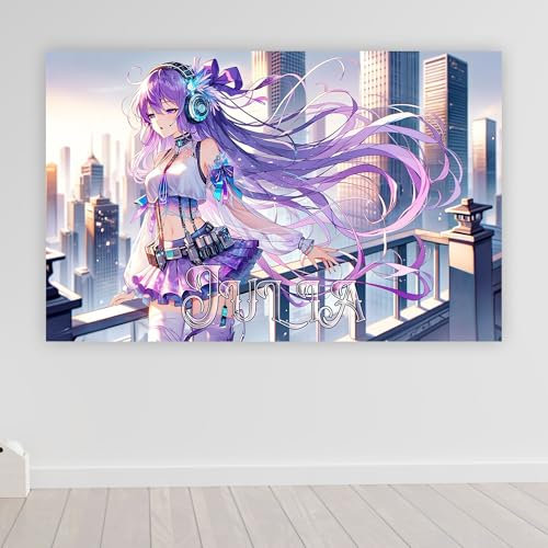 Anime poster mit Namen personalisiert gaming Wanddeko gamer Bild für die Wand Wandbild Jugendzimmer gamer Poster gaming zimmer Bilder für Mädchen XXL | poster1-Motiv82-B42xH30cm