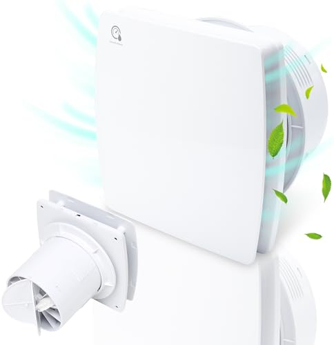 SWANEW Ventilateur de salle de bain Ø 150 mm avec capteur d'humidité, clapet anti-retour et minuterie, ventilateur de salle de bain plafond et montage mural, ventilateur mural contre l'humidité et la