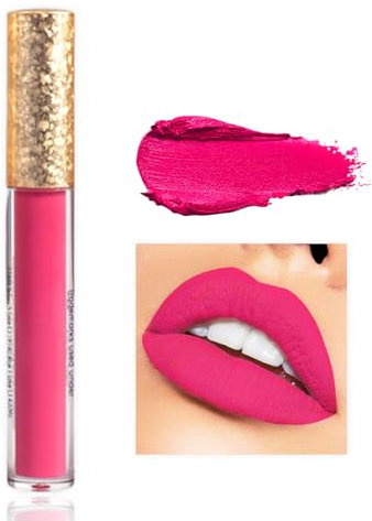 Hot Pink Liquid Lipstick, Lipsticks for Women Long Lasting, Full-Coverage Waterproof Ultra Matte Bright Pink Lip Gloss, Not Fade Non-sticky Lip Stain,Tinted Lip Balm, Gift for Girls & Women