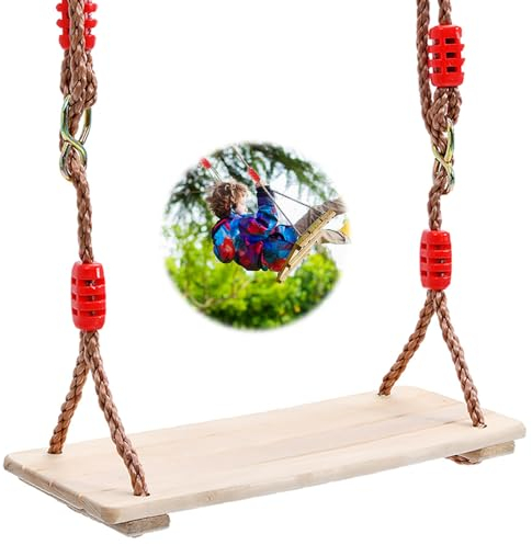 Columpio de Madera,Columpio de Madera para Adultos,Columpio Infantil,Capacidad de Carga:150 kg,Columpio Jardin con Cuerda Ajustable,para Interiores e Exteriores