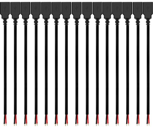 RUNCCI-YUN 15PCS USB Buchse 2 polig Kabel Lötbar Pigtail Kabel,für USB-Geräte installiert oder DIY ersetzen Reparatur 0.3m/11.8 inch