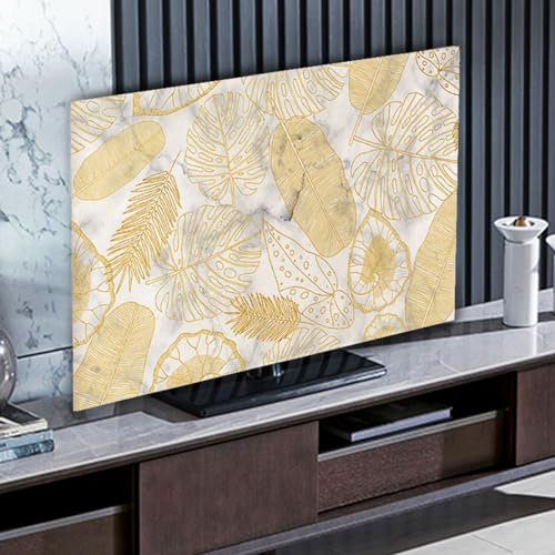 VUT Protezione per Copertura TV Antipolvere con Motivo di Giunzione in Bianco E Nero per Schermi Piatti Curvi Copertura per Televisori Moderni per Interni Universale(Size:28in(68x43cm),Color:C)