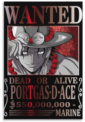 Generisch Anime-Poster One Piece Wanted, Ace, Poster, Wandkunst, Gemälde, Leinwanddrucke, Dekor-Poster, Kunstwerke, 30 x 45 cm
