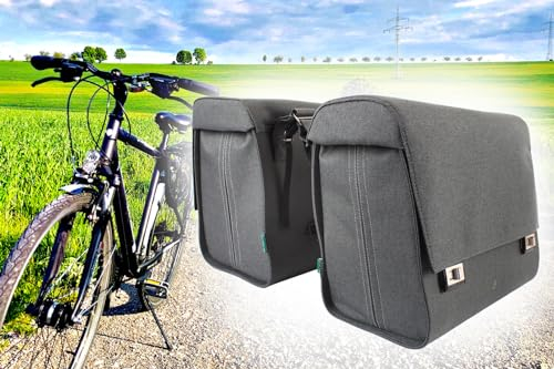 BISOMO Fahrrad Tasche Gepäckträger, doppelte Gepäckträgertasche Fahrradtasche 2X 23 Liter, Abstand justierbar 15-25cm, wasserfest, stabiles case