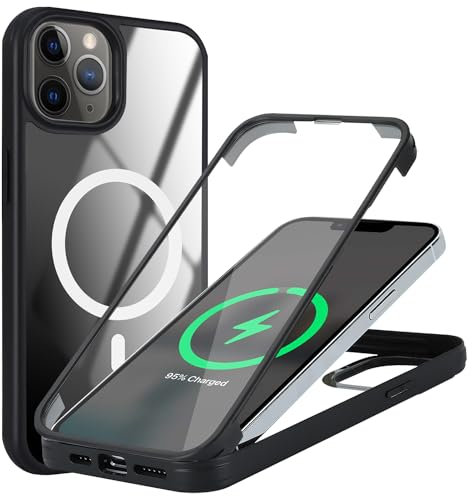 SunYoo Schutzhülle für iPhone 11 Pro Max mit Displayschutzfolie, kompatibel mit Magsafe Hülle, Handyhülle für iPhone 11 Pro Max Hülle eingebauter Displayschutz, schlanke, stoßfeste Schutzhülle,