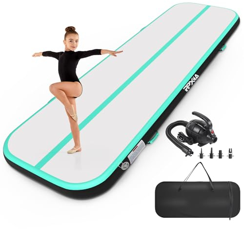 PPXIA Gymnastikmatte Air Matte Track 4M 20CM Höhe, Turnmatte Tumbling Matten mit Komplettes Zubehör, Aufblasbar Gymnastik Track Matte für zuhause Outdoor Yoga
