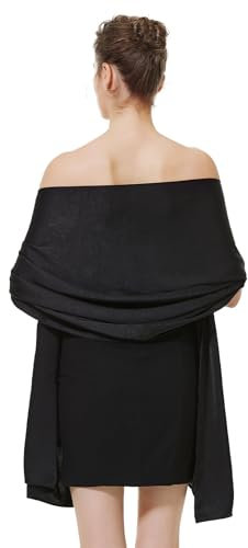 BEAUTELICATE Damen Stola Schal Damen Festlich Elegante Seide Satin Tücher Schultertuch mit Einzigartig Textur für Brautkleider Abendkleider Sommer Hochzeit (Schwarz, Einheitsgröße)