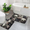 Badezimmerteppich-Set, weich, saugfähig, Mikrofaser, U-förmiger WC-Vorleger, rutschfester Badteppich, Blumen und Totenkopf, Badematten für Badezimmer, Badewannenmatte, 2-teilig