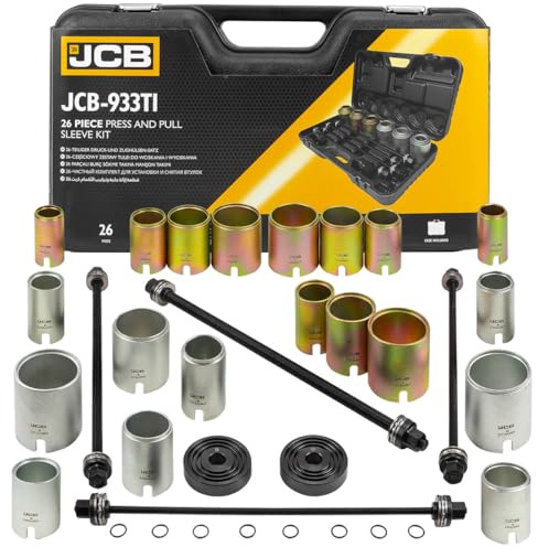 JCB 26 Piece Press and Pull Sleeve Kit, Universal Fit Set of Tools for Replacing Silent Blocks, Bushings and Bearings