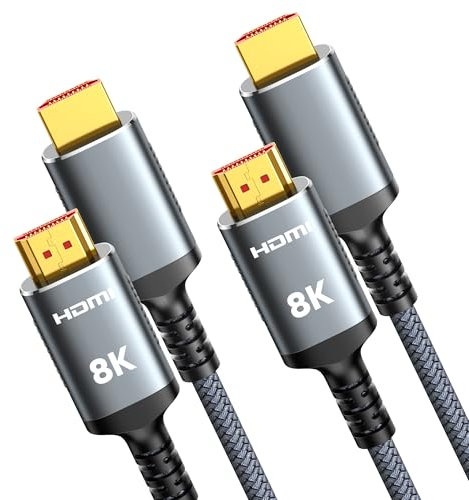 Highwings HDMI Kabel 5Meter 8K 2 Stück, HDMI 2.1 Kabel 48Gbps Ultra Highspeed 8K@60Hz 4K@120Hz 7680P HDR10 eARC DTS:X 3D HDCP 2.2&2.3, Kompatibel mit PS5/4/3 HDTV Blu-ray Player Monitor