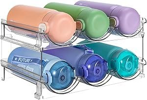 G-HOM Stackable Slim Small Fridge Water Bottle & Wine Rack, Holder for 6 Bottles