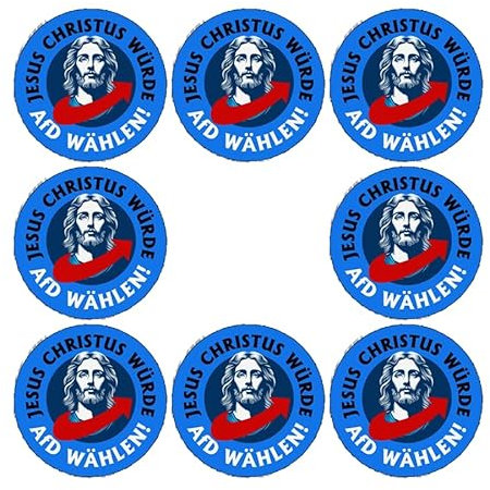 Sammys Shirt Store 8 Stück Einkaufswagen Aufkleber 3cm Durchmesser - Jesus Christus II würde AFD wählen