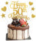 50th Birthday Cake Decorations, 7Pcs Personalised Happy 50th Birthday Cake Topper with Heart Star Cupcake Picks, Gold Glitter Happy 50 Years Old Birthday Sign for Birthday Party Supplies