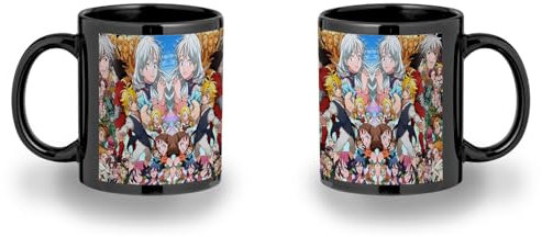 MERCHANDMANIA TAZA COMPLETAMENTE NEGRA RECUADRO NANATSU NO TAIZAI SIETE PECADOS capitales black mug jarra cerveza te infusión