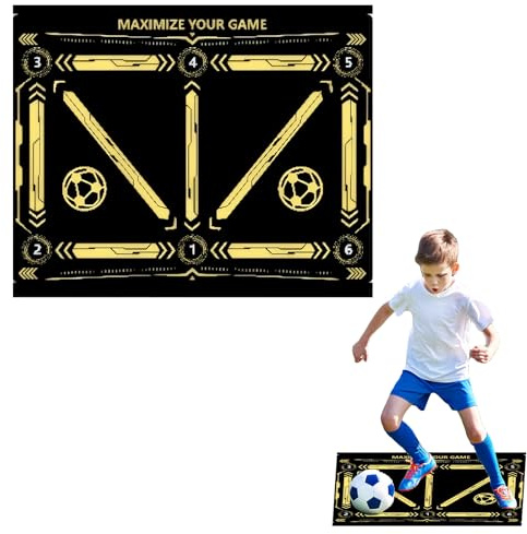 SNONESIY Fussball Trainingsmatte 60x90cm - Fußballmatte mit App, Ballkontrolle, Trainingsmatte, Gelb