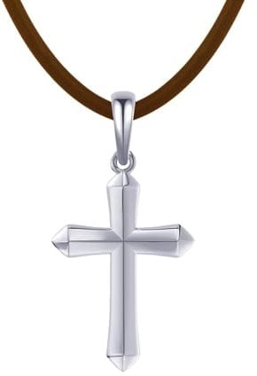 Homxi Silver Brown Necklace Pendant Men,925 Sterling Silver Necklace Men Cross Necklace Pendant Silver Brown