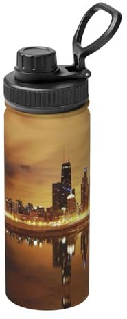 Chicago Bouteille d'hydratation en acier inoxydable à double paroi isotherme pour camping et randonnée
