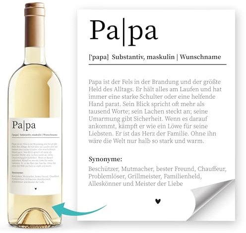SpecialMeWeinetiketten Mama Papa Spruch mit Wunschname Definition Duden Geschenkidee Flaschenetiketten selbstklebend Wein Geschenk Weiss unisize