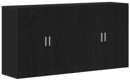 vidaXL Sideboard 2 pcs Schwarz Eichen-Optik 79 x 38 x 80 cm, Moderner Sideboard, rechteckig, robuster Stauraum, klare Linien, minimalistisches Design, eleganter Organizer