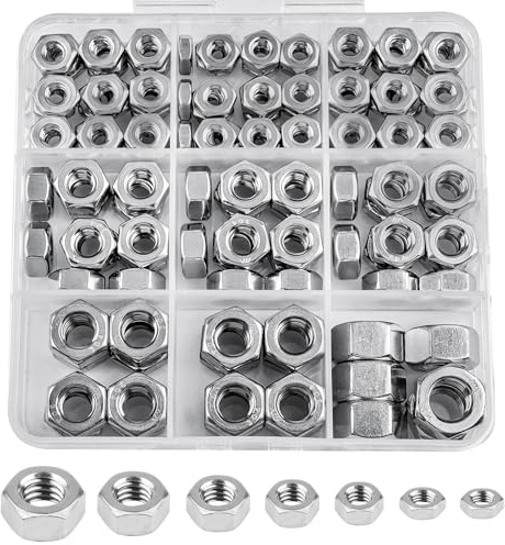 Vmuter Dadi esagonali SAE, confezione da 178 dadi hardware in acciaio inox 304 (A2-70)