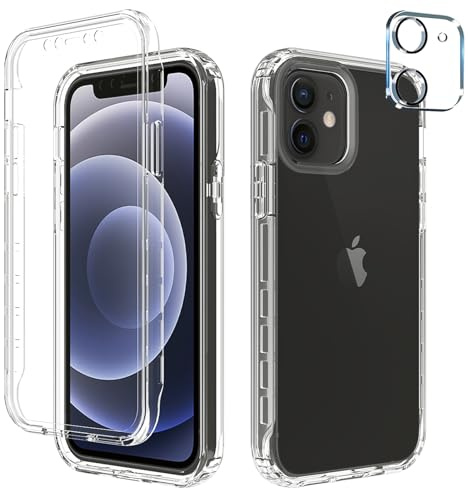 Leedia Handyhülle Kompatibel mit iPhone 12 mini Hülle 360 Grad mit Eingebautem Displayschutz und Kamera Schutzfolie [9H HD] Stoßfest Schutzhülle Transparent Case für iPhone 12 mini 5,4 Klar