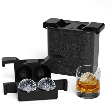 Kristallklare Eiswürfelform Kugel Silikon, 6 cm Groß Rund Silikon Eiswürfelbehälter, Wiederverwendbar Eiswürfelform Rund für Whiskey, Cocktails, Wein, Bier und Getränke (2 Bälle)