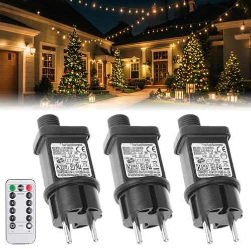 Afenau Lichterkette Netzteil Adapter, 3 Stück 31V 6W LED Netzteil mit Fernbedienung, Timer, 8 Modi, netzteil Lichterkette, Adapter String Lights für Weihnachtslicht, lichterkette