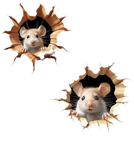 HAOWYYUU 3D Wandaufkleber Küchen Wandtattoo, Karikatur Mauseloch Aufkleber für Schlafzimmer, Wohnzimmer, Sticker Room, 2 Stück