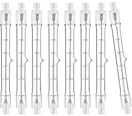 GERUI 8er Pack R7S Halogen Leuchtmittel 118mm 400W 220V, Halogenstab R7S 118mm, J118 Dimmbar für Baustrahler, Stehlampen, Arbeit Landschaftsbeleuchtung, Wohnzimmerleuchten (500, Watt)