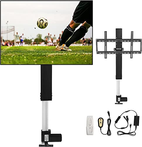 Electric TV Wall Mount Bracket, Hidden Lift for 28-32 Inch TVs, Supports 132 lbs, Max VESA 400x400mm, Space-Saving Cabinet Design, Easy Installation