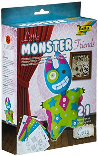 folia 50102 - Bastelset Little Monster Friends Gary'', 21-teilig - Monsterfreund aus Filz zum Selbernähen